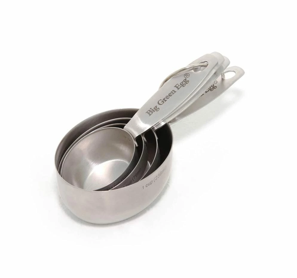 New 🥰 Big Green Egg Stainless Steel Measuring Cups - 119551 👏 3 Big Green Egg Stainless Steel Measuring Cups - 119551