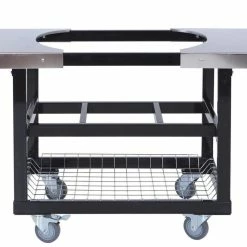 BBQ Accessories Primo Cart With Basket And Stainless Steel Side Shelves For Oval LG 300 And XL 400 Grills - PG00370